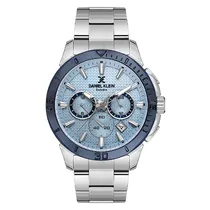 Relogio Analógico Masculino Daniel Klein DK.1.13892-4 Exclusive Gents / Pulseira de Aço Inoxidável - Prata/Azul