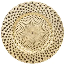 Sousplat Redondo Luxo 33CM Trabalhado Em Alto Relevo Dorado