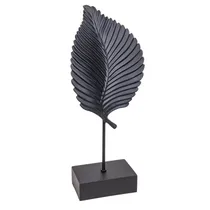 Estátua Decorativa Em Forma de Folha 41 CM Preto