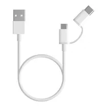 Cabo Xiaomi Micro-USB + USB-C SJX01ZM 30CM White 2 Em 1 White