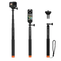 K&F Concept Invisible Selfie Stick de Fibra de Carbono Extensible para Cámara Deportiva INSTA360, Gopro Dji Action, Monopode Extendido de 1/4" Con Adaptador Gopro Y Correa de Muñeca.