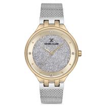 Relogio Analogico Feminino Daniel Klein DK.1.12683-6 Premium Ladies / Pulseira de Aco Inoxidavel - Prata/Dourado Glitter