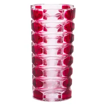 Vaso Decorativo de Vidro Vintage Transparente com Vermelho