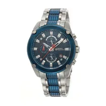 Relógio Analógico Masculino Sergio Tacchini ST.1.10054-2 com Pulseira de Aço Inoxidável - Prata e Azul