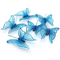 Enfeite Borboletas com 6 Peças de 8 CM Cor Azul