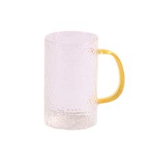 Taza de Vidrio c/Relieve Y Manija Dorado 325ML