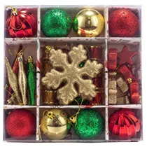 Caixa de Enfeite de Natal L8-657 45 Peças Sortidas