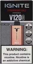 Vape Descartavel Ignite V120 Pro Strawberry Razz 12000 Puffs Dual Mesh Rose Gold