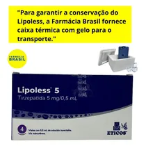 Lipoless Tirzepatida Mounjaro 5 MG/0,5 ML com 4 Frascos. Temos Caixa de Isopor e Gelo.