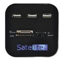 Hub USB Satellite A-HUB07 + Leitor de Memorias Preto