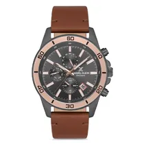 Relogio Analógico Masculino Daniel Klein DK.1.12736-5 Exclusive Gents / Pulseira de Couro Genuino - Marrom/Rose Gold