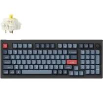 Teclado Gamer Mecânico Keychron V5 Max RGB Sem Fio Switch Yellow - Carbon Black (Inglês)