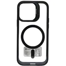 Capa de Metal com Suporte para iPhone 16 Pro - Preto
