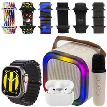 Kit Relógio K15 Combo 49 MM com Bluetooth + Fone de Ouvido Sem Fio + Speaker com Microfone - Bege