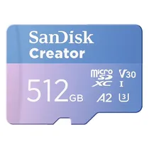 Cartao de Memoria Micro SD Sandisk Creator 512GB 190MBS - SDSQXAV-512G-GN6MS