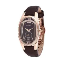Relógio Analógico Feminino Everest EW-10029LB-11 com Pulseira de Couro - Marrom/Rosa Ouro