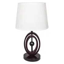 Abajur Decorativo Textura Trançada com Base de Madeira Marrom- Oscuro