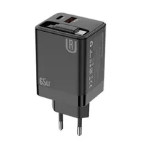 Carregador / Adaptador de Parede Ur UA-22 / 65W Gan / USB-A / USB-C / com Cabo USB-C - Preto