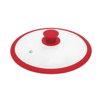 Tapa de Vidrio Con Borde de Silicona LFH-8942 26 CM Rojo