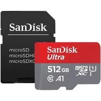 Cartão de Memória Micro SD de 512GB Sandisk Ultra SDSQUAC-512G-GN6MA - Vermelho/Cinza