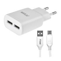 Carregador USB Keen KC-01 Auto Id + Cabo Micro-USB com 2 Saidas 5V/2.4A - Branco