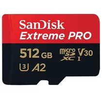 Cartão de Memória Micro SD de 512GB Sandisk Extreme Pro SDSQXCD-512G-GN6MA - Vermelho/Preto