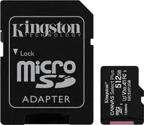 Cartão de Memória Micro SD Kingston 512GB Canvas Select Plus 2X1 100MB/s