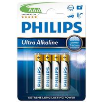 Pilhas Philips Ultra Alkaline AAA com 4 Pilas - LR03E4B/97