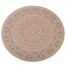 Individual de Mesa Redondo de Tela Marron com Mandala