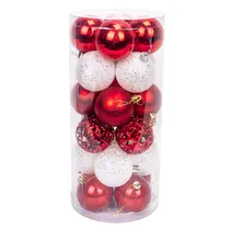 Bola Natal com 24 Peças de 6 CM Vermelha