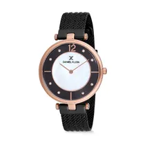 Relógio Analógico Feminino Daniel Klein Premium DK12178-6 - Preto e Rosa Ouro