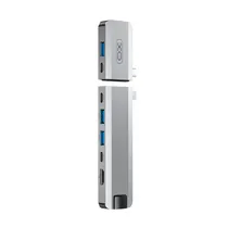 Hub Xo HUB017 Type-C 9 Em 1 (2HD/ 2PD/ RJ45/ 3USB-A/ Type-C) - Prata