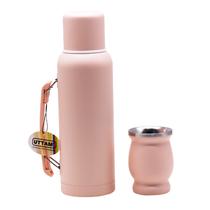 Garrafa Termica Uttam de Aco Inoxidavel de 1 Litro + Cuia de 240ML UT-5057-PS - Rosa Vintage