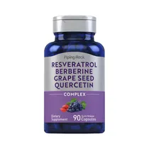Suplemento Piping Rock Resveratrol Berberine Grape Seed Quercetin 90 Cápsulas