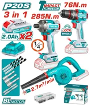 Kit de Ferramentas Sem Fio Total TOSLI250182 20V (3 Peças)