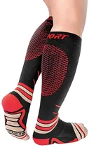 Meias de Compressão com Fio de Cobre Medivaric Sport - Preto/Vermelho (s)