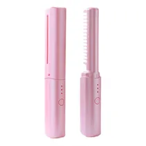Mini Escova Alisadora Mobile Heat Comb Portatatil / Recarregavel - Rosa