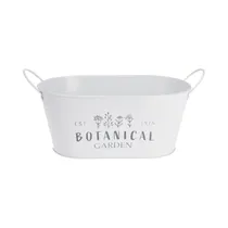 Maceta de Metal KPM Con Asas 045744 26.3 X 11.5 CM Blanco