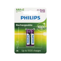Pilha Philips R03B2RTU10/97 - AAA - 1000MAH - 2 Unidades - Recarregável