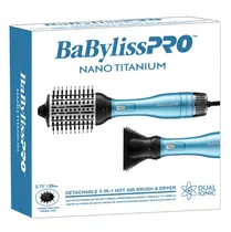 Babyliss Pro Cepillo Nano Titanium 2 In 1 Hot Air Brush & Secador Azul (CN-BNTDHB275UX) 110V