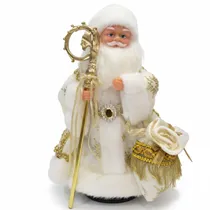 Enfeite de Natal Papai Noel JT25-ZST037 com Bastão Musical 30 CM - Branco